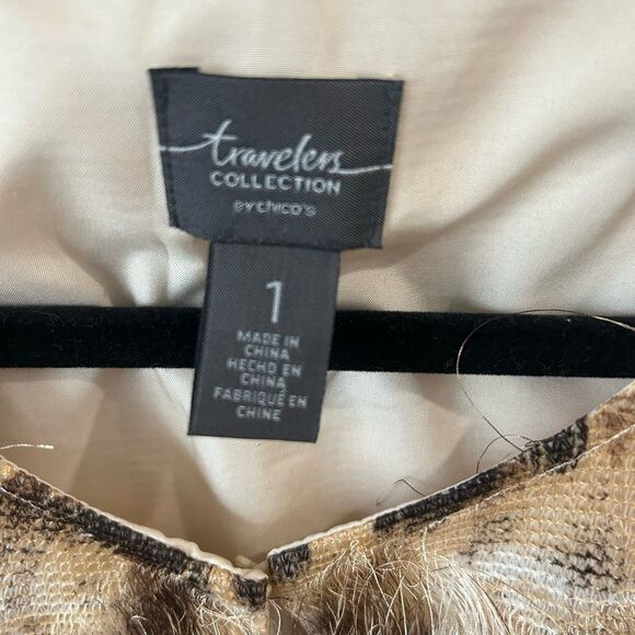 Chico’s Travelers Collection Vest Women’s Size 1 Color Brown Faux Fur - Picture 3 of 11